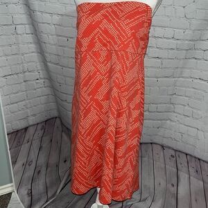 Eddie Bauer - coral and white strapless dress - XL